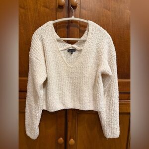 Cozy White V-Neck Sweater
